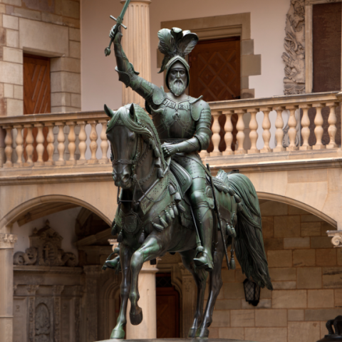 The statue of Eberhard im Barte, in the courtyard of the Old Palace, is decorated with a sword, too.