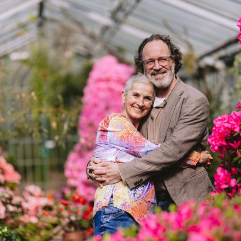 Steffi bei einem Fotoshooting für ein Interview mit ihrem Mann Fabian.