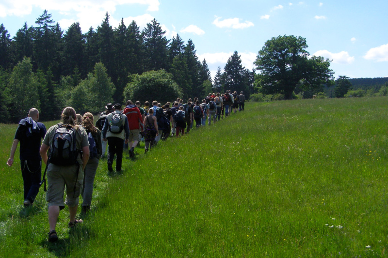 Schülergruppe auf einer Wanderung