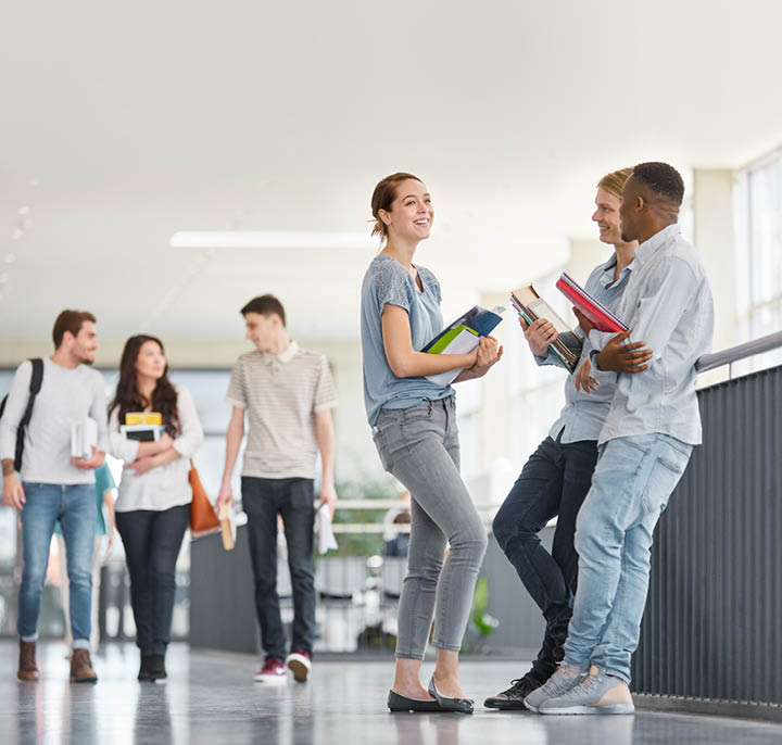 Students or pupils in a break at school